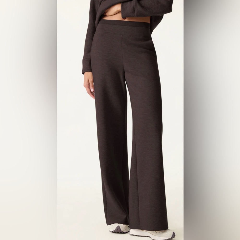 Brown OGL Double Waistband Straight Leg Pants with Pockets 2 Petite